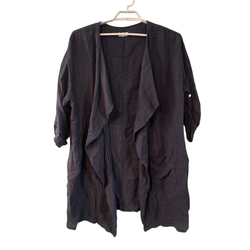 Nina Kendosa Paris kimono top womens one size linen blend Italy blue laganlook